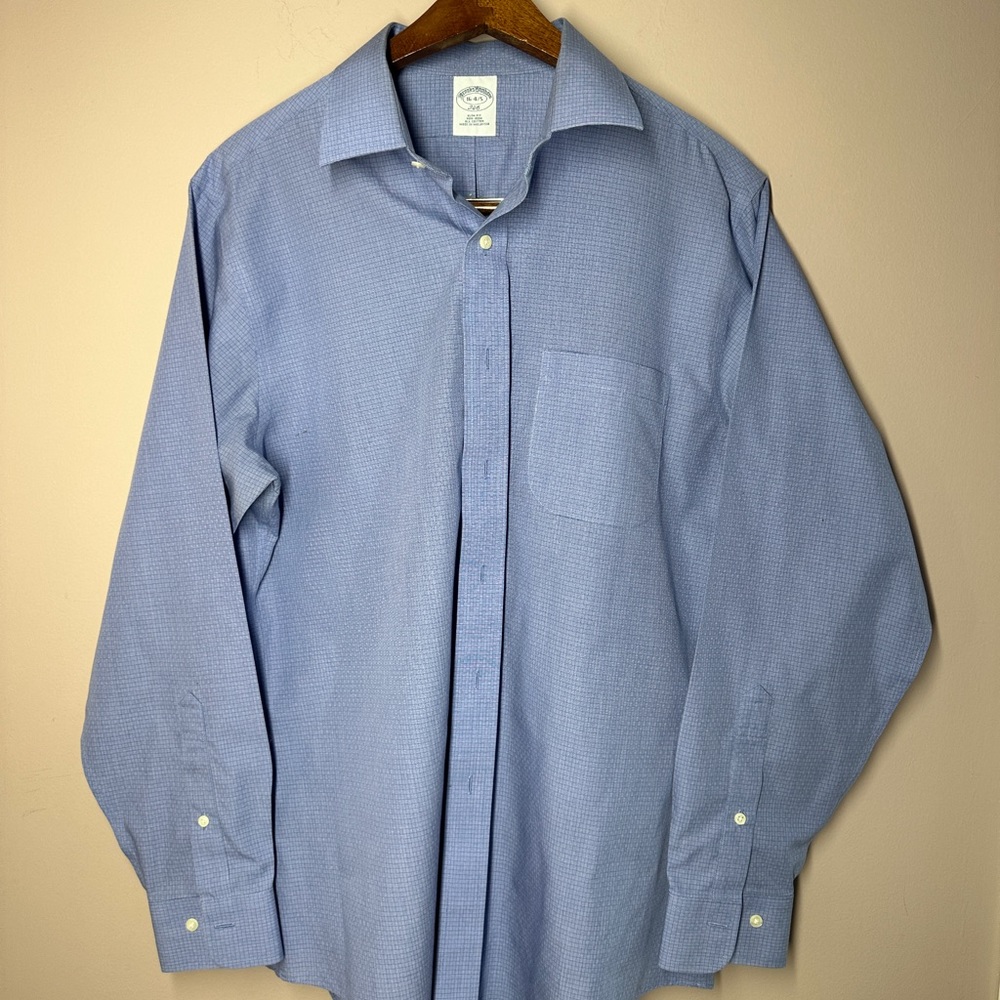 Brooks Brothers men's casual button-down shirt long sleeve, Blue